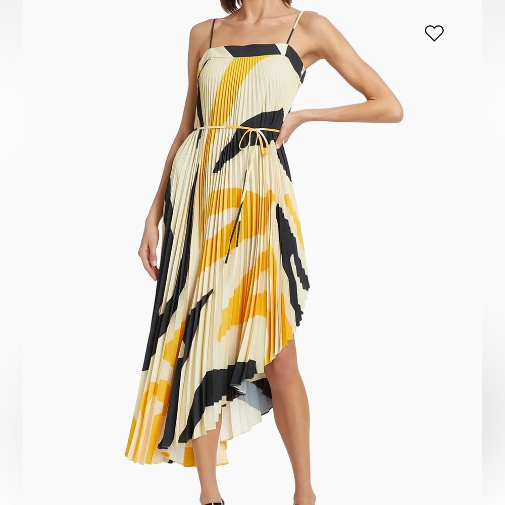 Milly Pleated Asymmetrical Midi Dress – Worn Once – Size 10 – $395 Retail